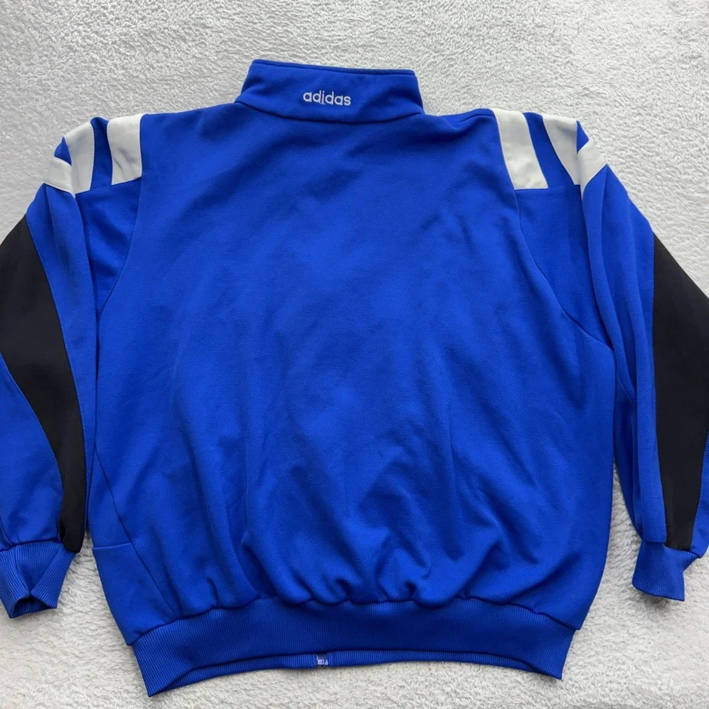 Vintage Adidas Men Blue Black Colorblock 3-Stripe Full Zip Track Jacket 90s L